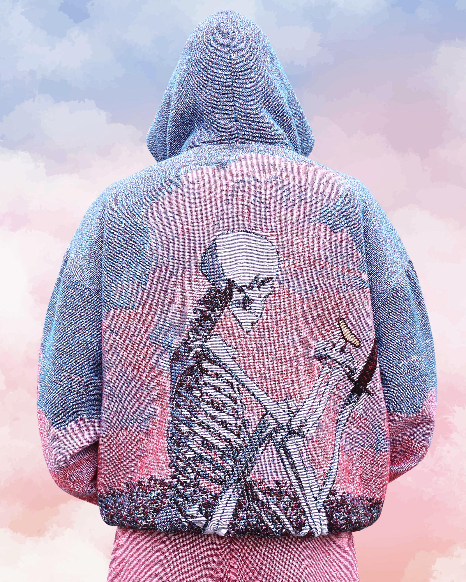 Skull Reworked authentic Hoodie custom/bones/skeleton/vintage/Tapestry