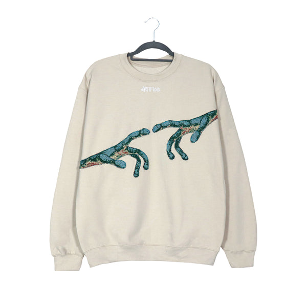 'Alien touching hands' Artifice. Crewneck